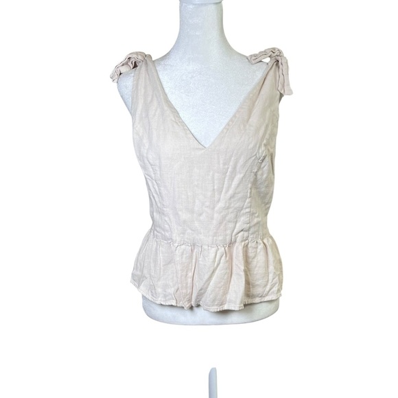 Express Linen Blend Boho Peplum Women’s Sleeveless Shirt Top Fairy Coastal Sz L - Picture 1 of 9